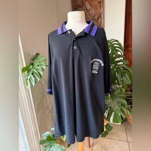 1985 Vintage Sacramento Kings Polo Shirt Black Purple Embroidered Logo XL NBA